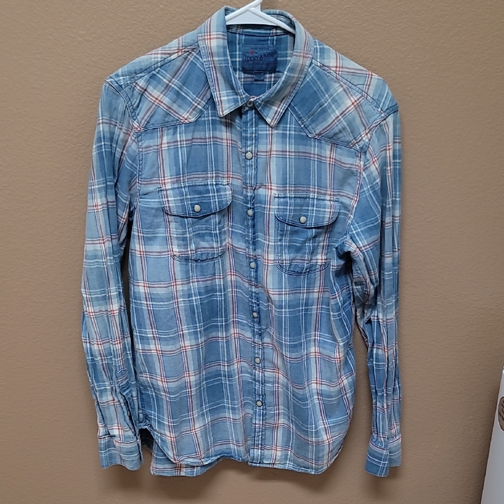 Lucky Brand Blue and White Casual Button Down Shirt 💙